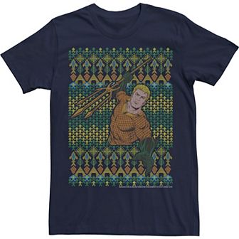 Men's DC Comics Aquaman Christmas Sweater Style Tee