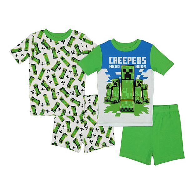 Boys 6 12 Minecraft Creeper Tops Shorts Pajama Set