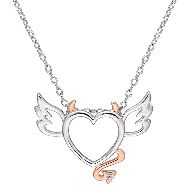 Stella Grace 2-Tone Sterling Silver Diamond Accent Devil & Angel Heart ...