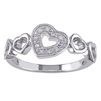 Stella Grace Sterling Silver Diamond Accent Heart Ring