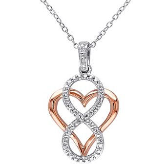 Stella Grace 2-Tone Silver Diamond Accent Infinity & Heart Pendant Necklace