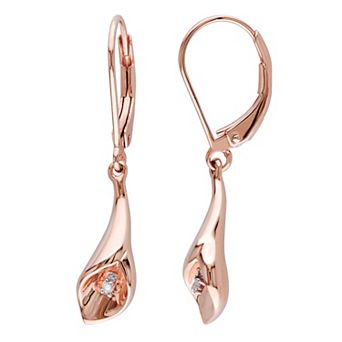 Stella Grace 18k Rose Gold Over Silver Diamond Accent Calla Lily Drop Earrings