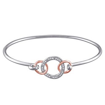 Stella Grace 2-Tone Sterling Silver 1/10 Carat T.W. Diamond Interlocking Circle Bangle Bracelet