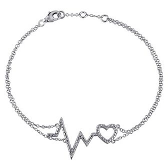 Stella Grace Sterling Silver Diamond Accent Heartbeat Bracelet