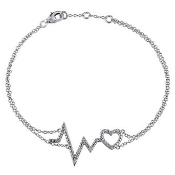 Stella Grace Sterling Silver Diamond Accent Heartbeat Bracelet