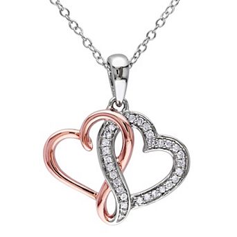 Stella Grace Two Tone Sterling Silver 1/8 Carat T.W. Diamond Heart Pendant Necklace