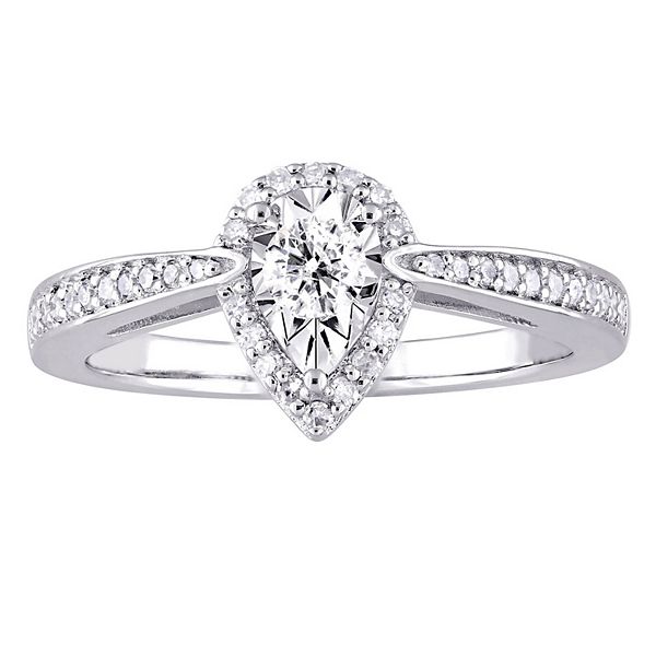 Stella Grace Sterling Silver 1/3 Carat T.W. Diamond Engagement Ring ...