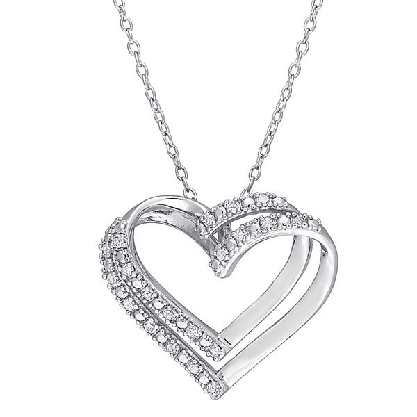 Stella Grace Sterling Silver 1/5 Carat T.W. Diamond Heart Pendant Necklace