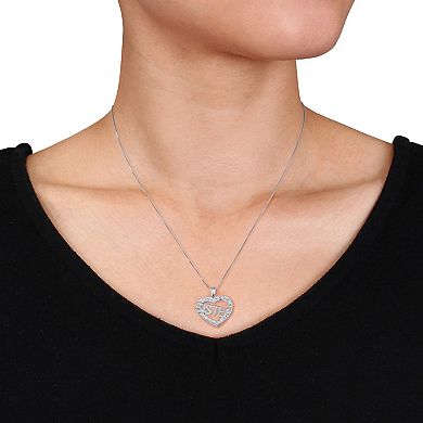 Stella Grace Sterling Silver Diamond Accent Heart "SISTER" Pendant Necklace