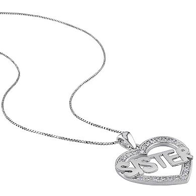 Stella Grace Sterling Silver Diamond Accent Heart "SISTER" Pendant Necklace