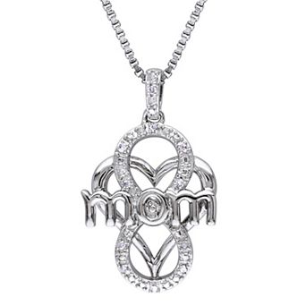 Stella Grace Sterling Silver Diamond Accent Heart "MOM" Pendant Necklace