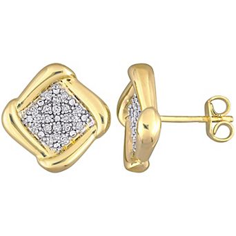 Stella Grace 18k Gold Over Sterling Silver 1/5 Carat T.W. Diamond Halo Stud Earrings