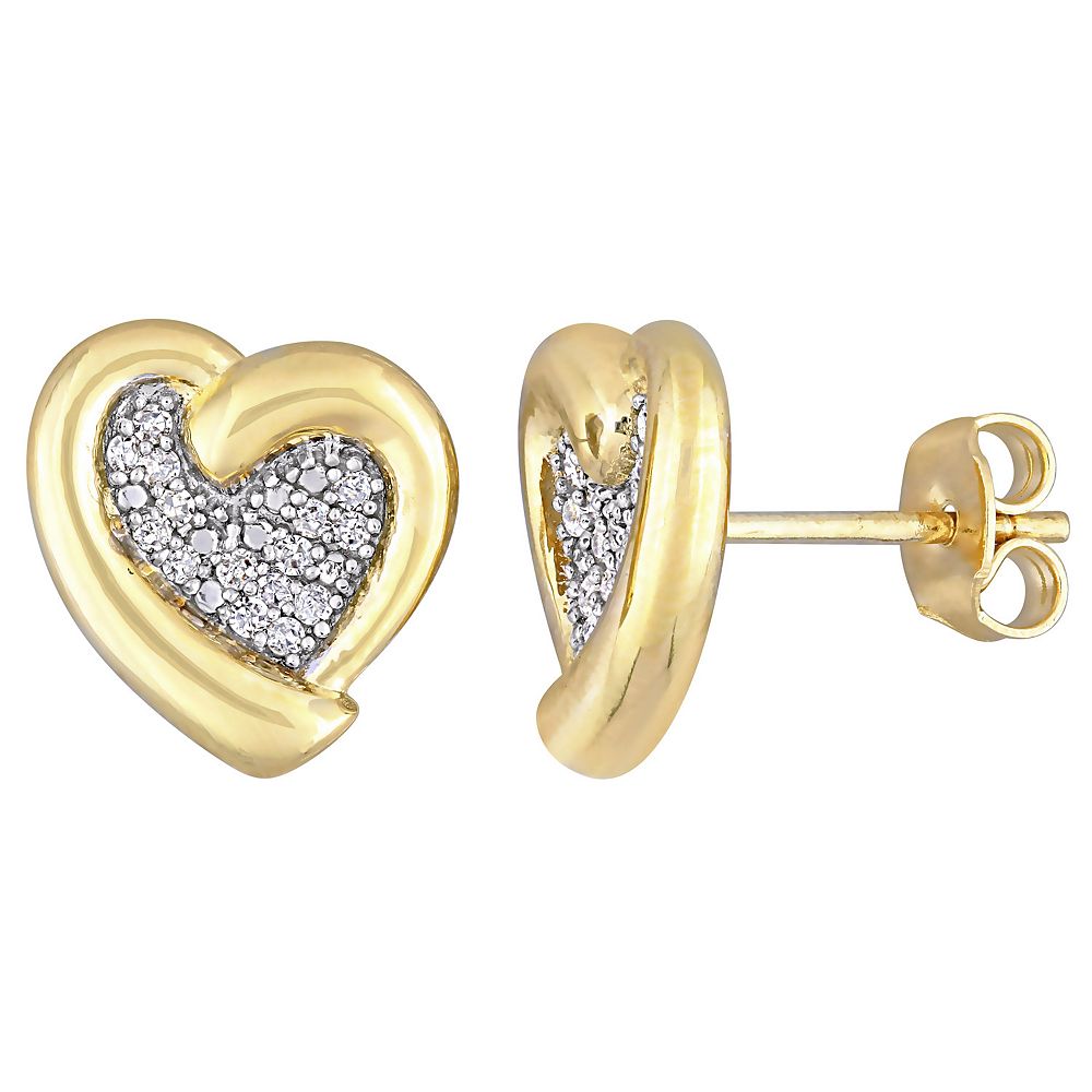 Stella + Gemma Flat Ribbed Heart Earrings - Gold & Silver