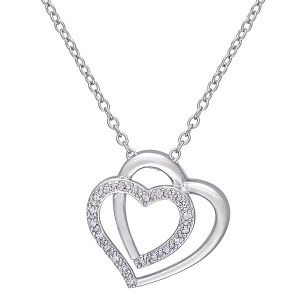 Stella Grace Sterling Silver 1/10 Carat T.W. Diamond Double Heart ...