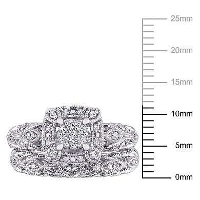 Stella Grace Sterling Silver 1/5 Carat T.W. Diamond Vintage Engagement ...