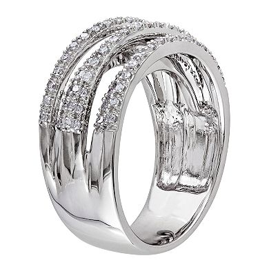 Stella Grace Sterling Silver 1/2 Carat T.W. Diamond Crossover Ring
