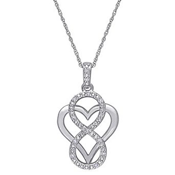 Stella Grace Sterling Silver Diamond Accent Infinity Heart Pendant Necklace