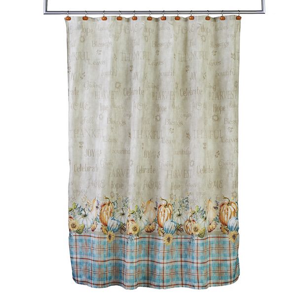 SKL Home Harvest Sentiments Shower Curtain and Hook Set