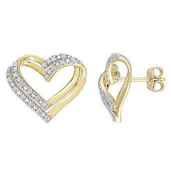 Stella Grace Sterling Silver 1/5 Carat T.W. Diamond Heart Earrings