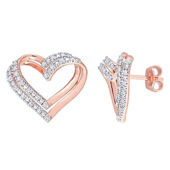 Stella Grace Sterling Silver 1/5 Carat T.W. Diamond Heart Earrings