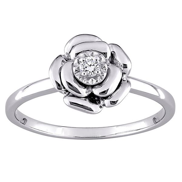 Stella Grace Sterling Silver Diamond Accent Flower Ring