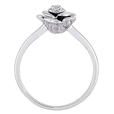Stella Grace Sterling Silver Diamond Accent Flower Ring