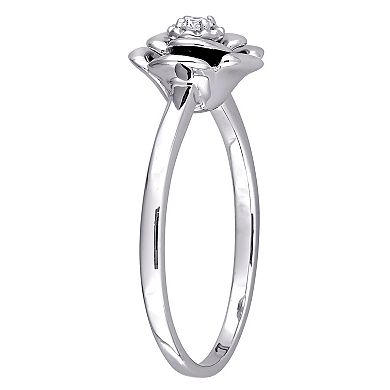 Stella Grace Sterling Silver Diamond Accent Flower Ring