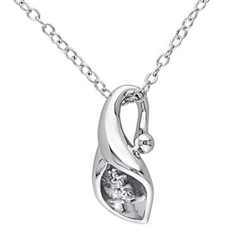 Stella Grace Sterling Silver Diamond Accent Calla Lily Pendant Necklace
