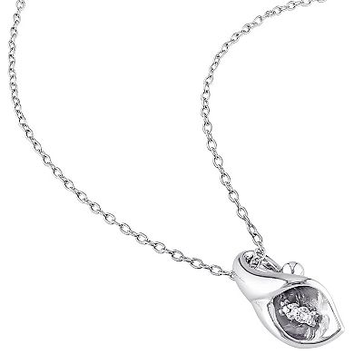 Stella Grace Sterling Silver Diamond Accent Calla Lily Pendant Necklace