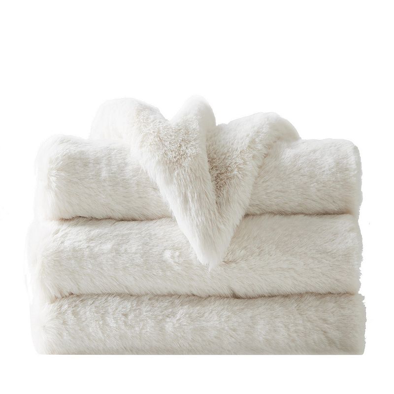 Charisma Luxe Faux Fur Throw in Gift Box, Beig/Green