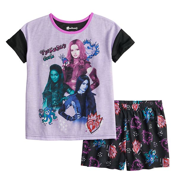 Disney s Descendants Girls 6 14 Wickedly Cool Top Shorts Pajama Set