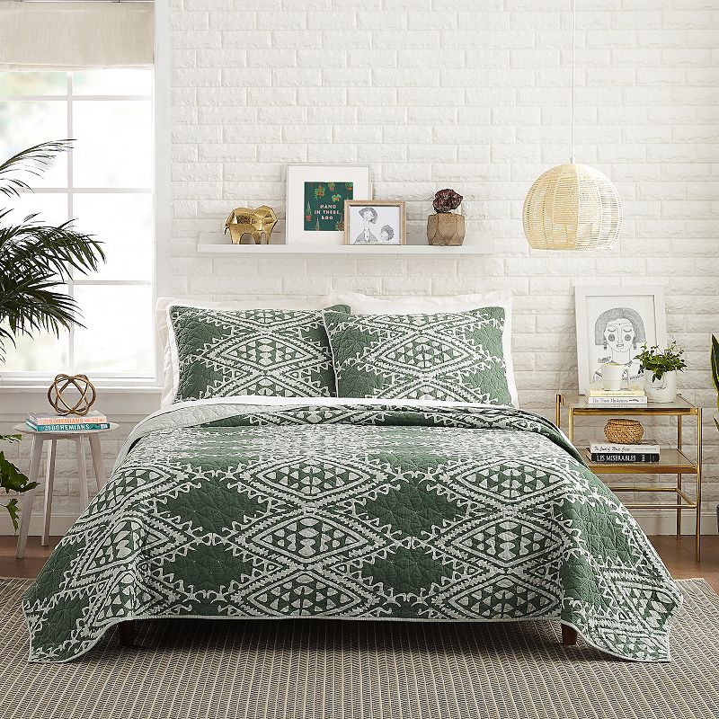 Makers Collective Justina Blakeney Aisha Quilt Set with Shams, Green, Full/
