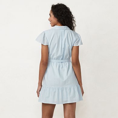 Women's LC Lauren Conrad Flounce-Sleeve Shirt Dress