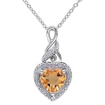 Stella Grace Sterling Silver Citrine & Diamond Accent Heart Twist Pendant Necklace