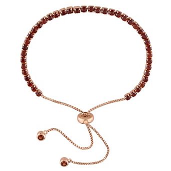 Stella Grace 18k Rose Gold Over Silver Garnet Tassel Bolo Bracelet