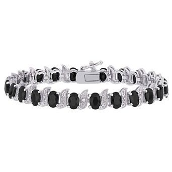 Stella Grace Sterling Silver Black Sapphire & Diamond Accent S-Link Bracelet