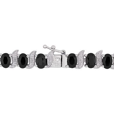 Stella Grace Sterling Silver Black Sapphire & Diamond Accent S-Link Bracelet
