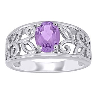 Stella Grace Sterling Silver Amethyst Filigree Ring