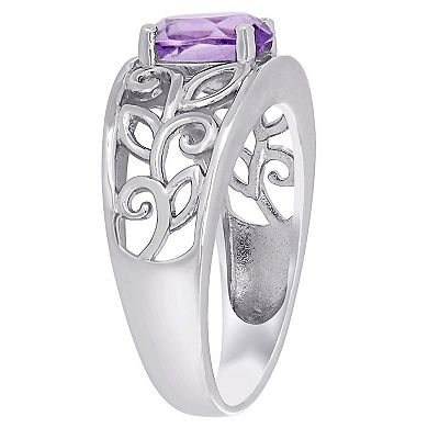 Stella Grace Sterling Silver Amethyst Filigree Ring