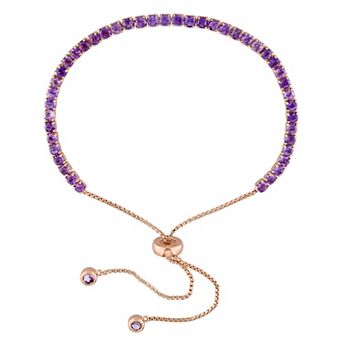 Stella Grace 18k Rose Gold Over Silver Amethyst Tassel Bolo Bracelet