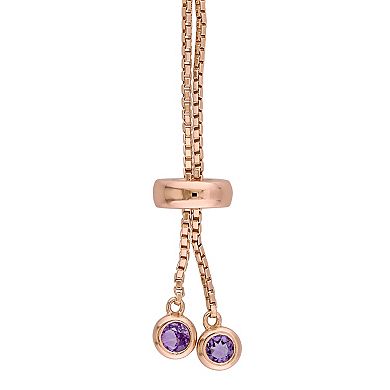 Stella Grace 18k Rose Gold Over Silver Amethyst Tassel Bolo Bracelet