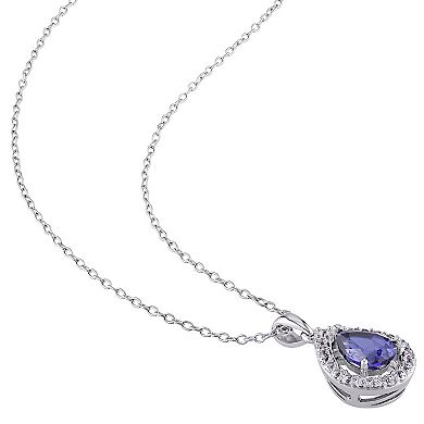 Stella Grace Sterling Silver Lab Created Sapphire Teardrop Pendant & Stud Earring Set