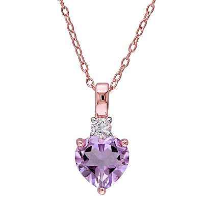14k Rose Gold Rose de France Pink Amethyst Heart Pendant 14k Rose Gold Rose de France Pink Amethyst Heart Pendant