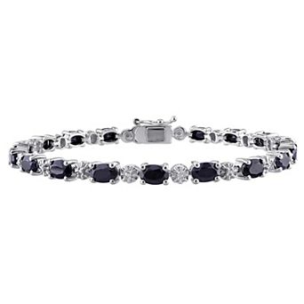 Stella Grace Sterling Silver Black Sapphire & Diamond Accent Tennis Bracelet