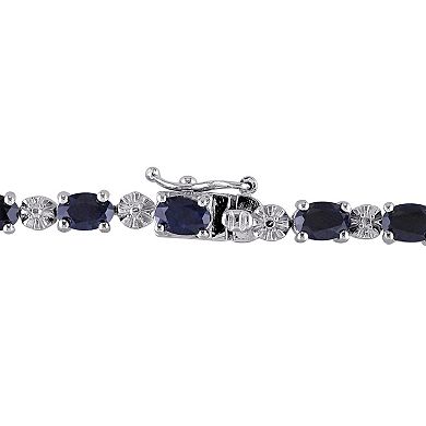 Stella Grace Sterling Silver Black Sapphire & Diamond Accent Tennis Bracelet