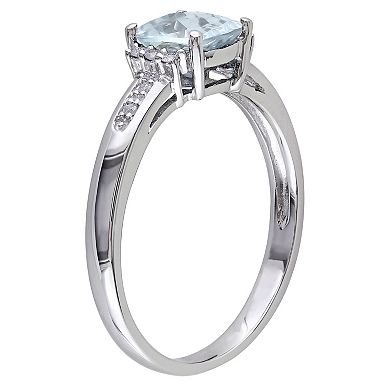 Stella Grace Sterling Silver Aquamarine & Diamond Accent Fashion Ring