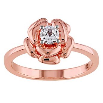 Stella Grace 18k Rose Gold Over Silver Lab Created White Sapphire Floral Ring