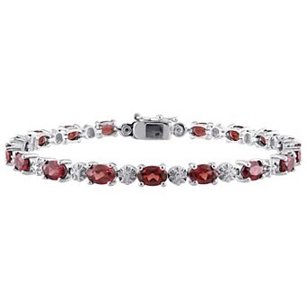 Stella Grace Sterling Silver Garnet & Diamond Accent Tennis Bracelet