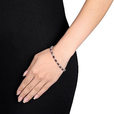 Stella Grace Sterling Silver Garnet & Diamond Accent Tennis Bracelet