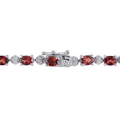Stella Grace Sterling Silver Garnet & Diamond Accent Tennis Bracelet